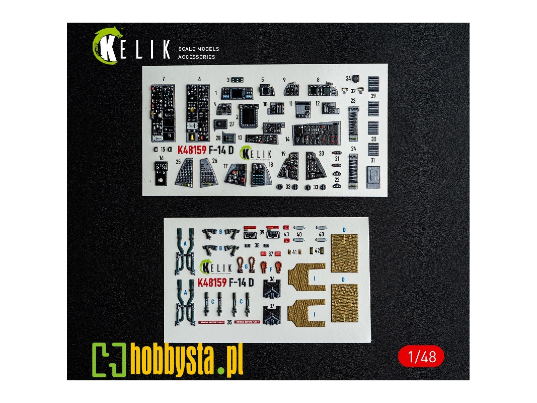 Grumman F-14 A Tomcat - Interior 3d-decals (For Gwh Kits) - zdjęcie 1