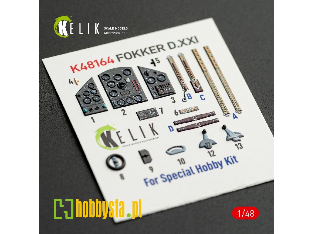 Fokker D.Xxi - Interior 3d-decals (For Special Hobby Kits) - zdjęcie 1