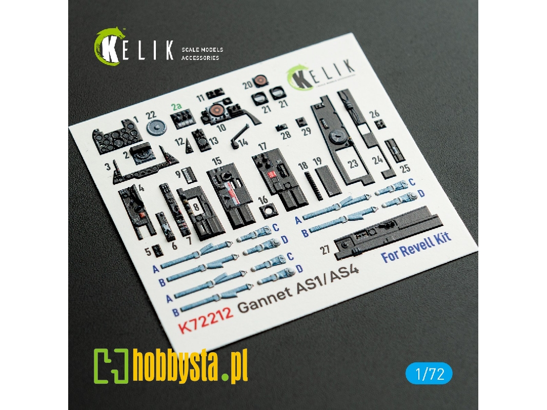 Fairey Gannet  As1/As4 - Interior 3d Decals (For Revell Kits) - zdjęcie 1