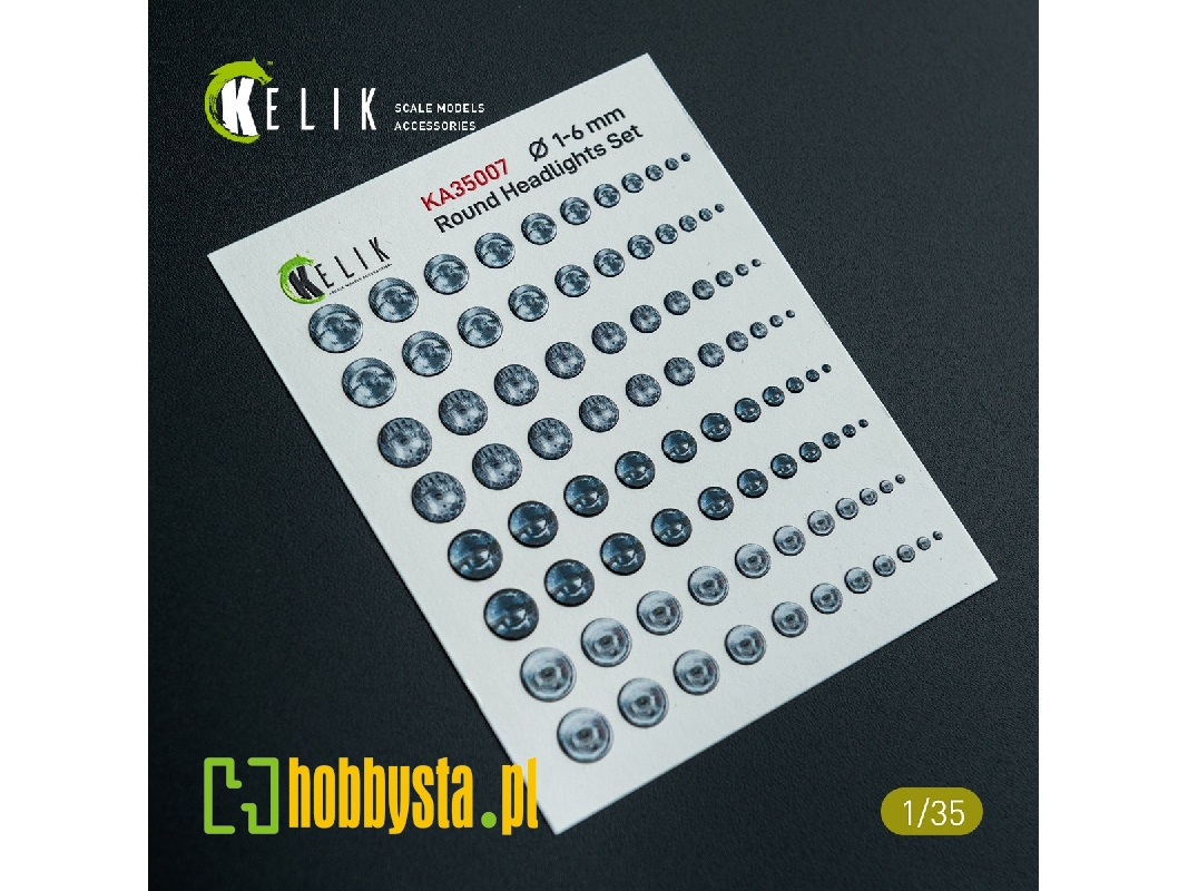 Round Headlights Set 1 Mm - 6 Mm - 3d-decal For Models - zdjęcie 1