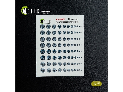 Round Headlights Set 1 Mm - 6 Mm - 3d-decal For Models - zdjęcie 2