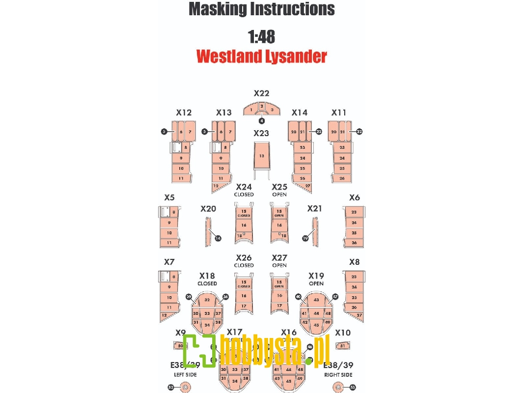 Westland Lysander Mk.I / Mk.Iii - Masking Set (For  Airfix Ax07116 Kit) - zdjęcie 1
