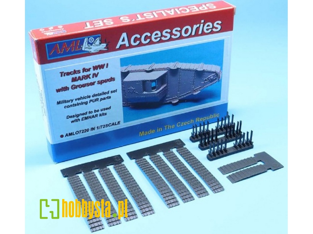 British Wwi Tank Mark Iv - Tracks + Grouser Spuds (Pur Parts / For Emhar Kits) - zdjęcie 1