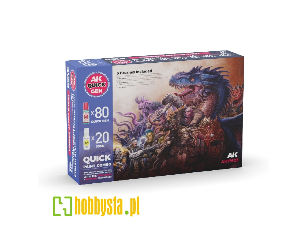Quick Paint Combo - 100 Colors (80 Quick Gen + 20 3gen + 3 Free Brushes + 1 Medium 18ml) - zdjęcie 1