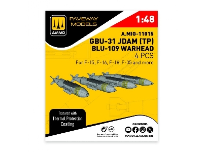 Gbu-31 Jdam With Thermal Protection / Blu-109 Warhead (4 Pcs / 3d-printed) - zdjęcie 1