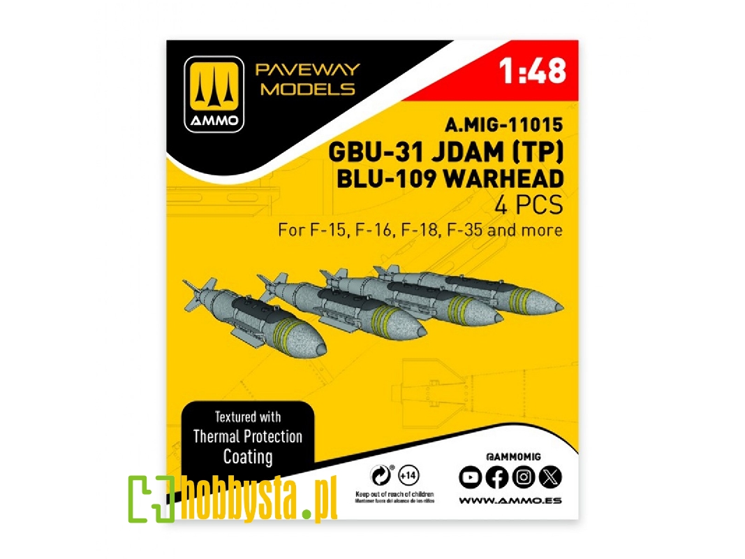 Gbu-31 Jdam With Thermal Protection / Blu-109 Warhead (4 Pcs / 3d-printed) - zdjęcie 1