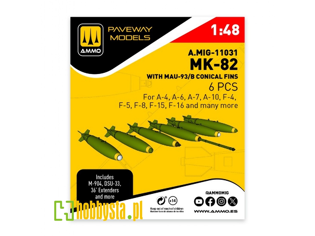 Mk.82 With Mau-93/B Conical Fin (6 Pcs / 3d-printed) - zdjęcie 1