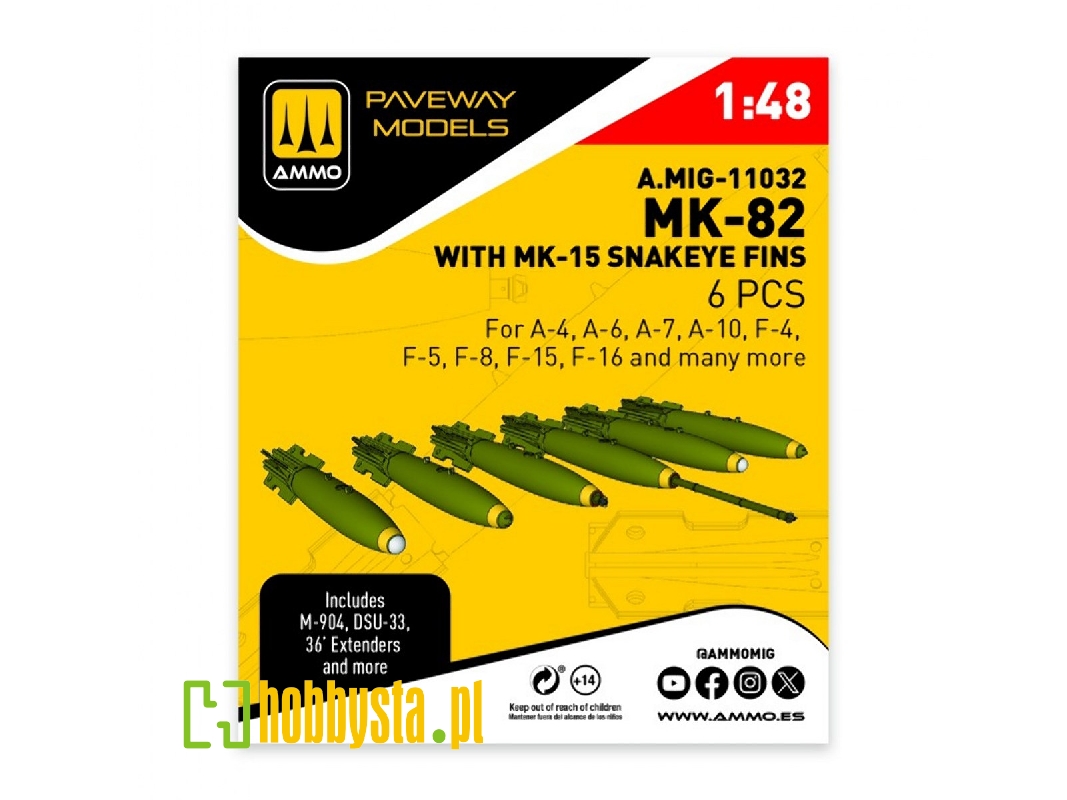 Mk.82 With Mk-15 Snakeye Fin (6 Pcs / 3d-printed) - zdjęcie 1