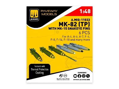 Mk.82 With Thermal Protection And Mk-15 Snakeye Fin (6 Pcs / 3d-printed) - zdjęcie 1