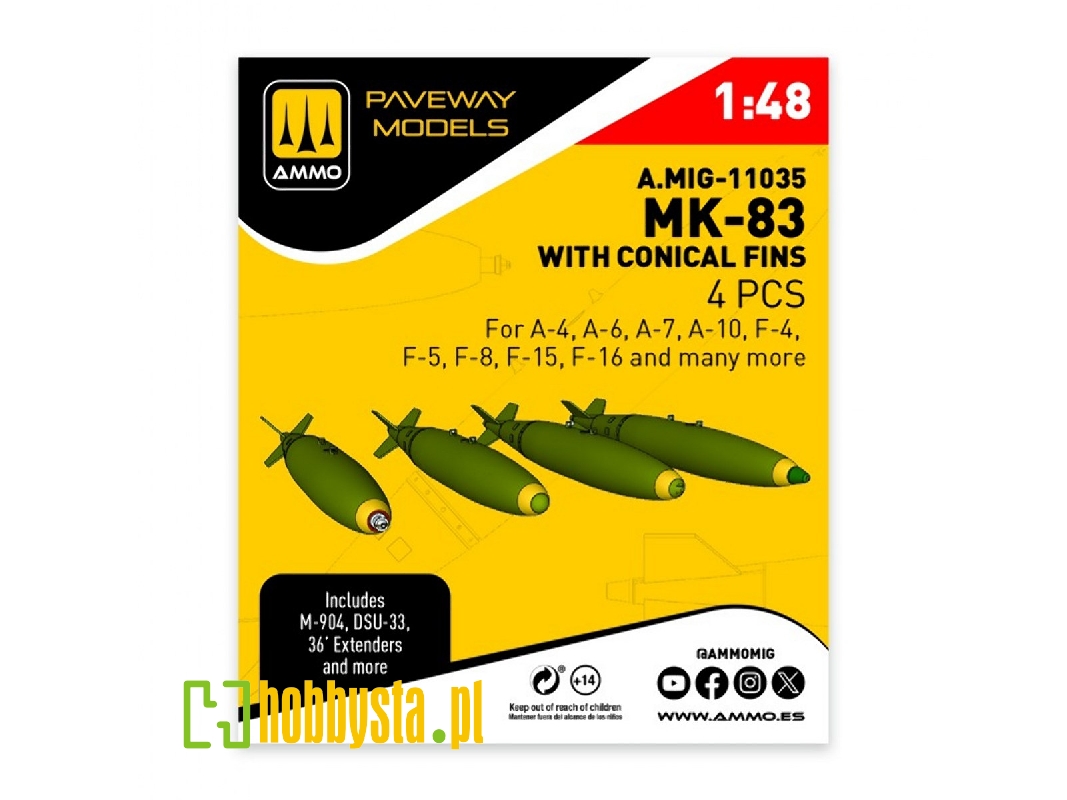 Mk.83 With Conical Fin (4 Pcs / 3d-printed) - zdjęcie 1