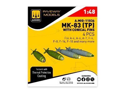 Mk.83 With Thermal Protection And Conical Fin (4 Pcs / 3d-printed) - zdjęcie 1