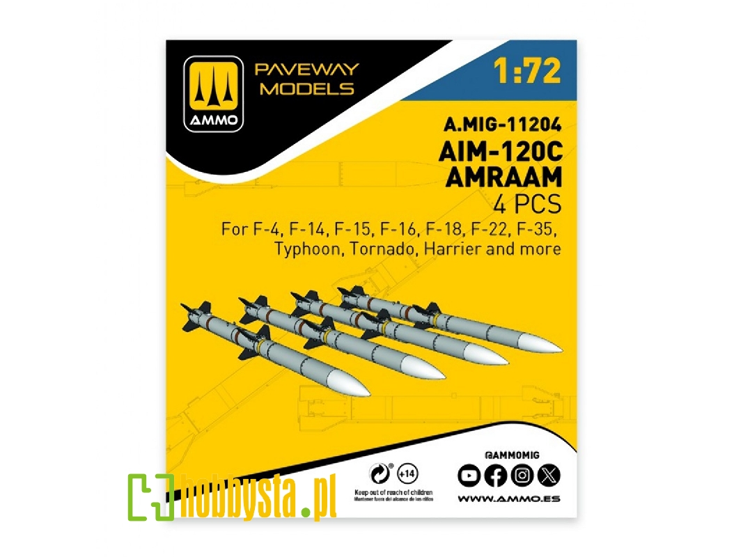 Aim-120 C Amraam (4 Pcs / 3d-printed) - zdjęcie 1