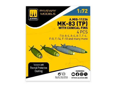 Mk.83 With Thermal Protection And Conical Fin (4 Pcs / 3d-printed) - zdjęcie 1