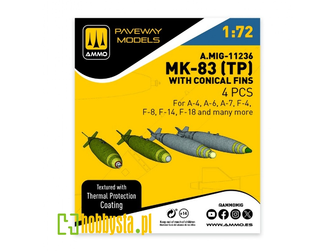 Mk.83 With Thermal Protection And Conical Fin (4 Pcs / 3d-printed) - zdjęcie 1