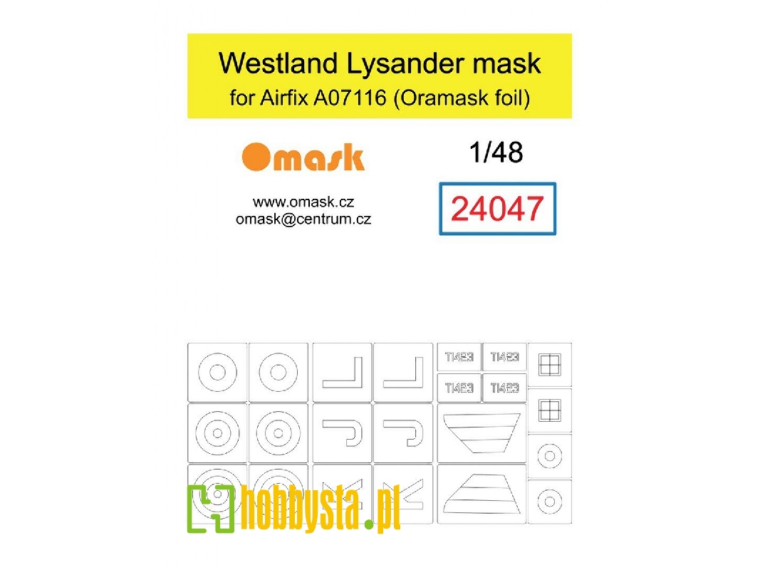 Westland Lysander - Mask (For Airfix A07116 - Oramask Foil) - zdjęcie 1