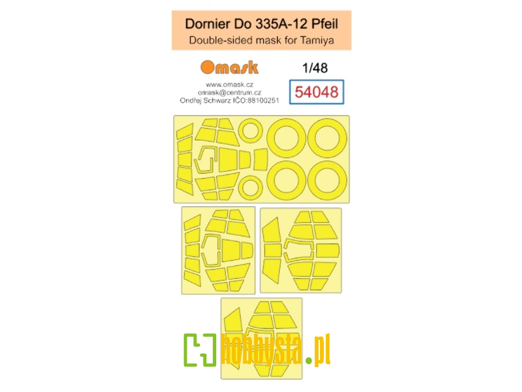 Dornier Do 335 A-12 Pfeil Double-sided Masks (For Tamiya Kits) - zdjęcie 1