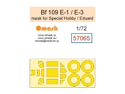 Messerschmitt Bf-109 E-1 / E-3 - Mask Set (For Special Hobby And Eduard Kits) - zdjęcie 1