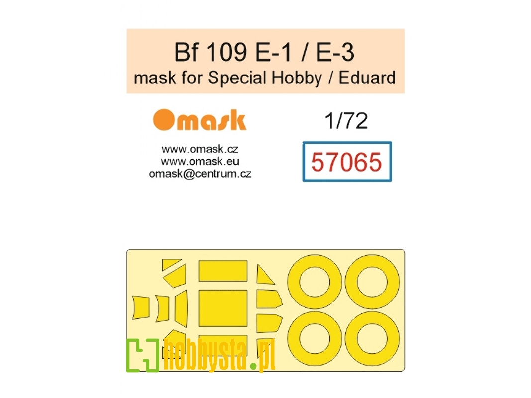 Messerschmitt Bf-109 E-1 / E-3 - Mask Set (For Special Hobby And Eduard Kits) - zdjęcie 1