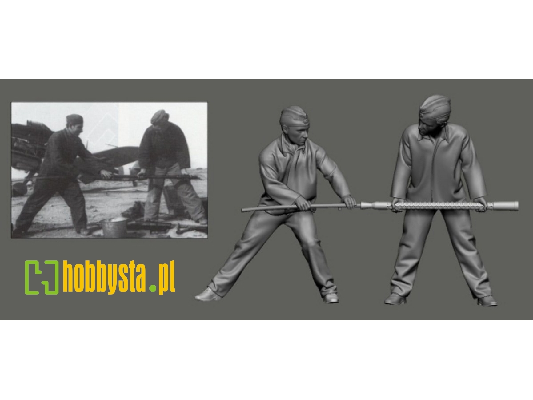 German Wwii Luftwaffe Ground Crew - Mg Cleaner (2 Figures) - zdjęcie 1