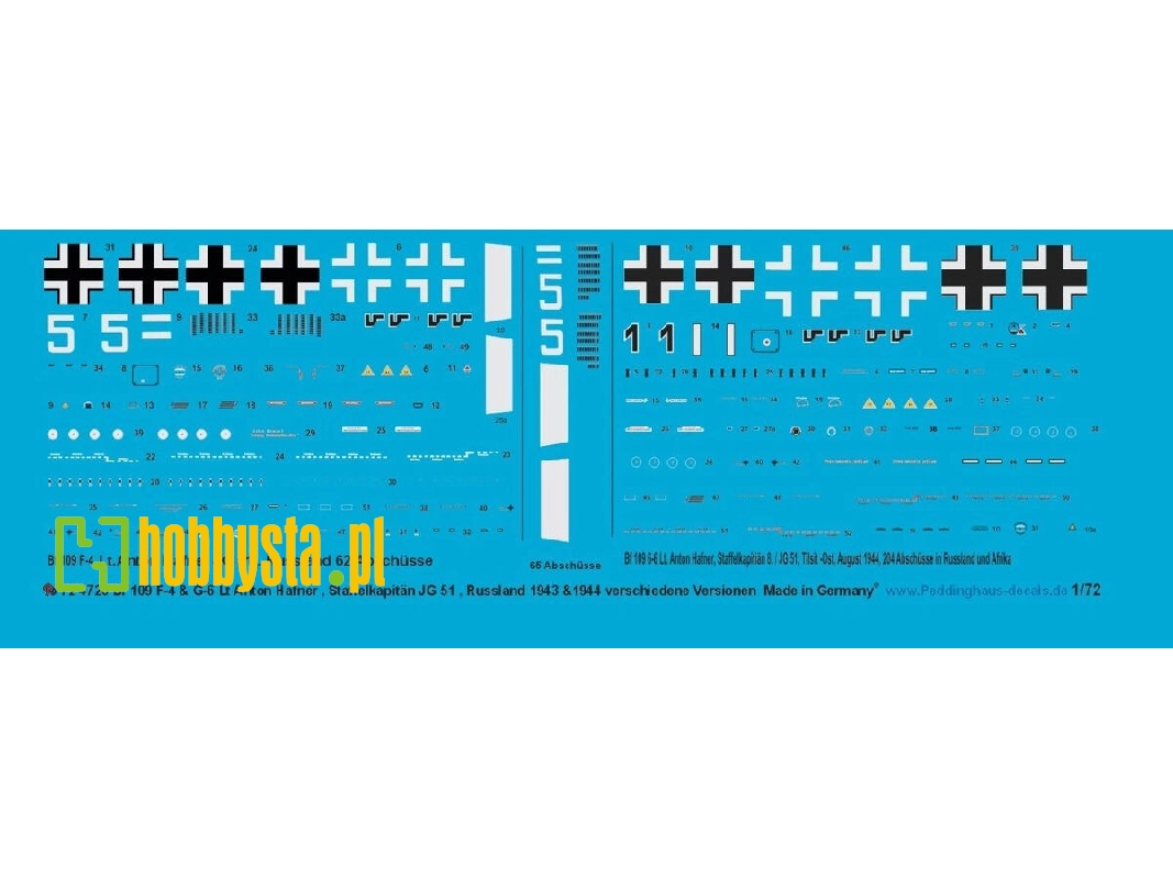 Messerschmitt Bf-109 F-4 / F-6 - Lt Anton Hafner Staffelkapitän 8/Jg 51, Russia 1943-1944 - zdjęcie 1