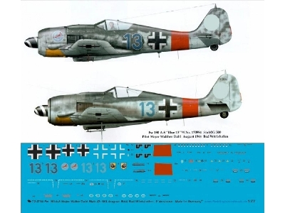 Focke Wulf Fw 190 A-8 - Major Walter Dahl Stab Jg 300 , August 1944 Bad Wörishofen , 2 Versionen - zdjęcie 1