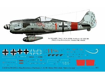 Focke Wulf Fw 190 A-8 / R2 - Lt. Klaus Bretschneier ( Rauhbautz) , 5. Jg 300, October 1944, Löbnitz - zdjęcie 1