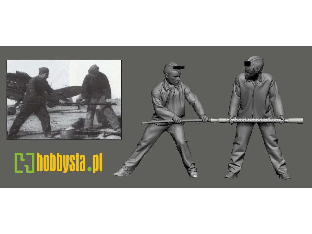German Wwii Luftwaffe Ground Crew - 2 Mg Cleaner (2 Figures) - zdjęcie 1