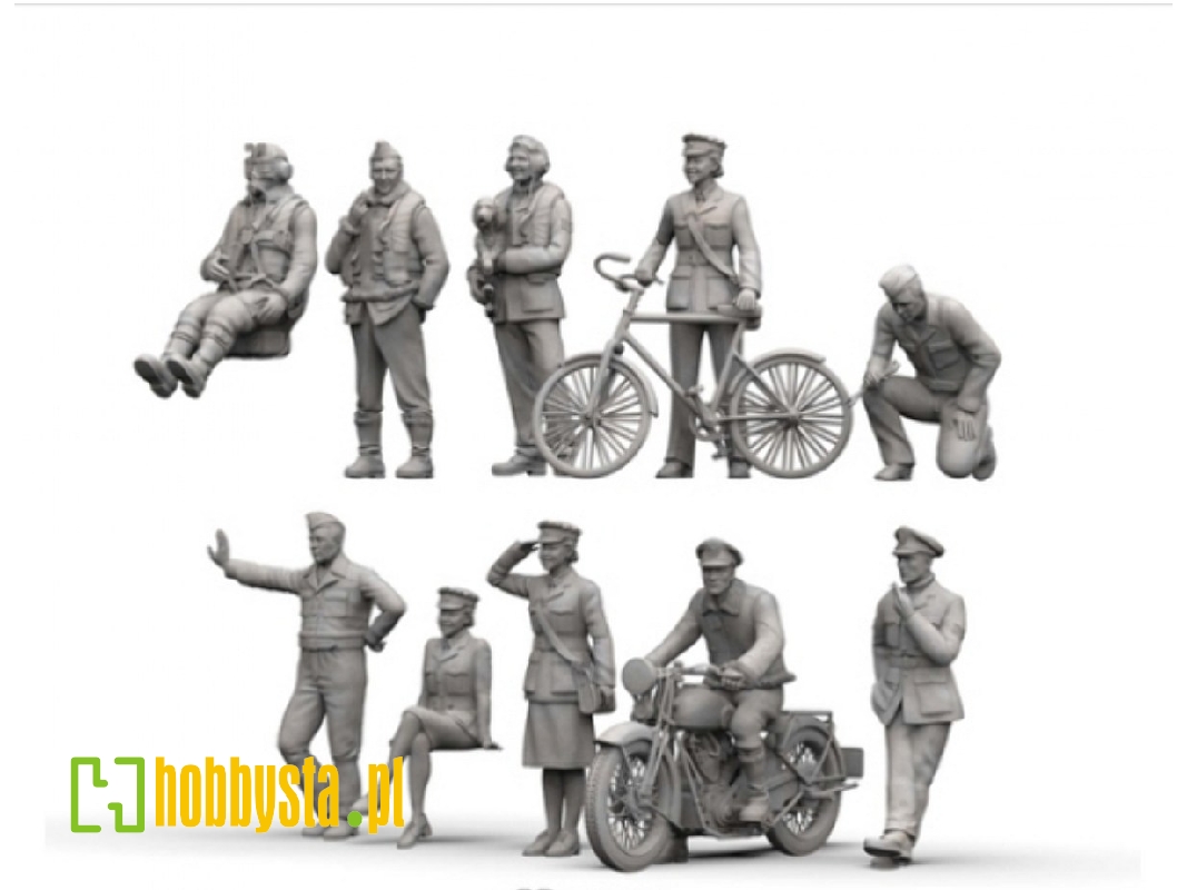 5 Raf Pilots And 5 Ground Crew Members + Bicycle And Motorcycle - zdjęcie 1