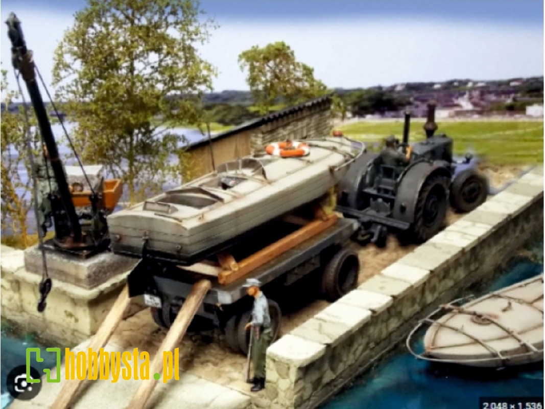 1 Lanz Tractor - 1 Trailer - 1 Command Boat - 1 Tractor Driver And 3 Soldiers - zdjęcie 1