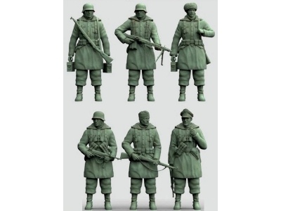 German Wwii Totenkopf Division Soldiers - Standing Russia / Winter (6 Figures) - zdjęcie 1