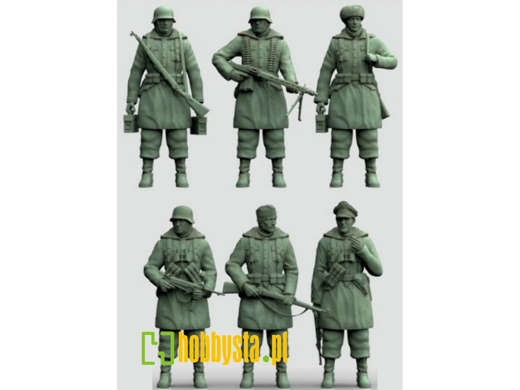 German Wwii Totenkopf Division Soldiers - Standing Russia / Winter (6 Figures) - zdjęcie 1