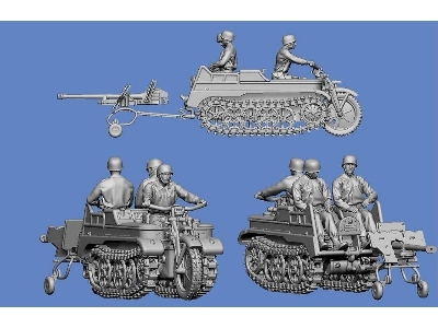German Wwii Fallschirmjaeger With Kettenkrad And 2,8cm Panzerbuchse (3 Figures) - zdjęcie 1