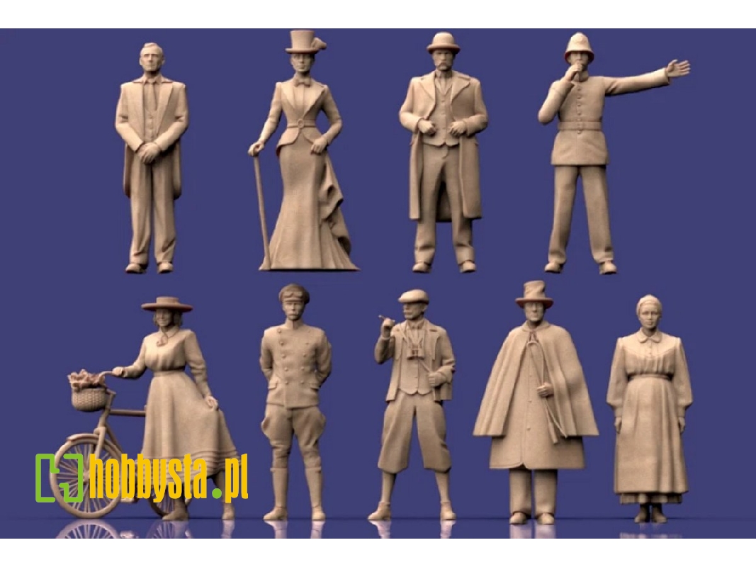 Civilians And 1 Bike - Victorian Era (9 Figures / 3d-printed) - zdjęcie 1