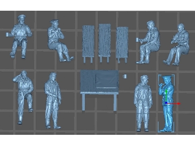 German Wwii Mechanics At Rest (8 Figures / 3d-printed) - zdjęcie 1