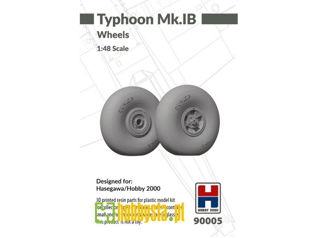 Hawker Typhoon Mk. Ib - Weighted Wheels (For Hasegawa And Hobby 2000 Kits / 3d-printed) - zdjęcie 1