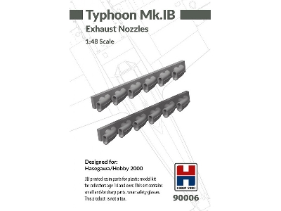 Hawker Typhoon Mk. Ib - Exhaust Nozzles (For Hasegawa And Hobby 2000 Kits / 3d-printed) - zdjęcie 1