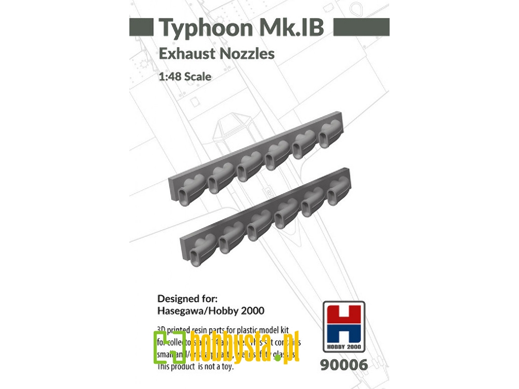 Hawker Typhoon Mk. Ib - Exhaust Nozzles (For Hasegawa And Hobby 2000 Kits / 3d-printed) - zdjęcie 1