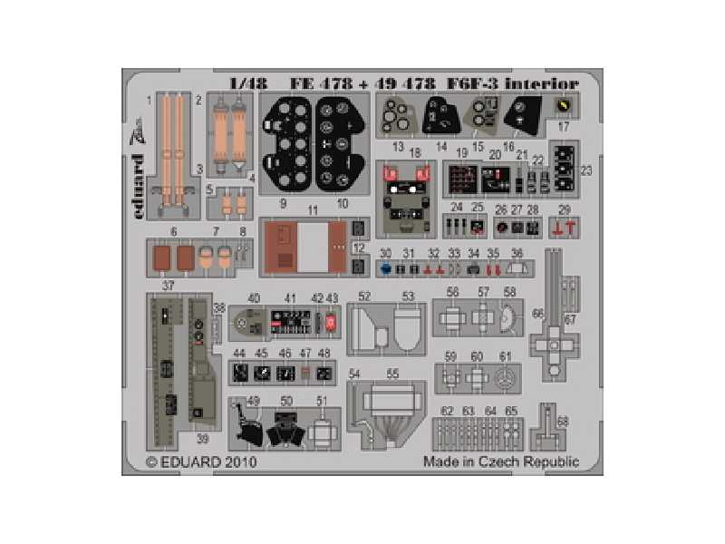 F6F-3 interior S. A. 1/48 - Hobby Boss - blaszki - zdjęcie 1 F6F-3 interior S. A. 1/48 - Hobby Boss - blaszki - zdjęcie 1