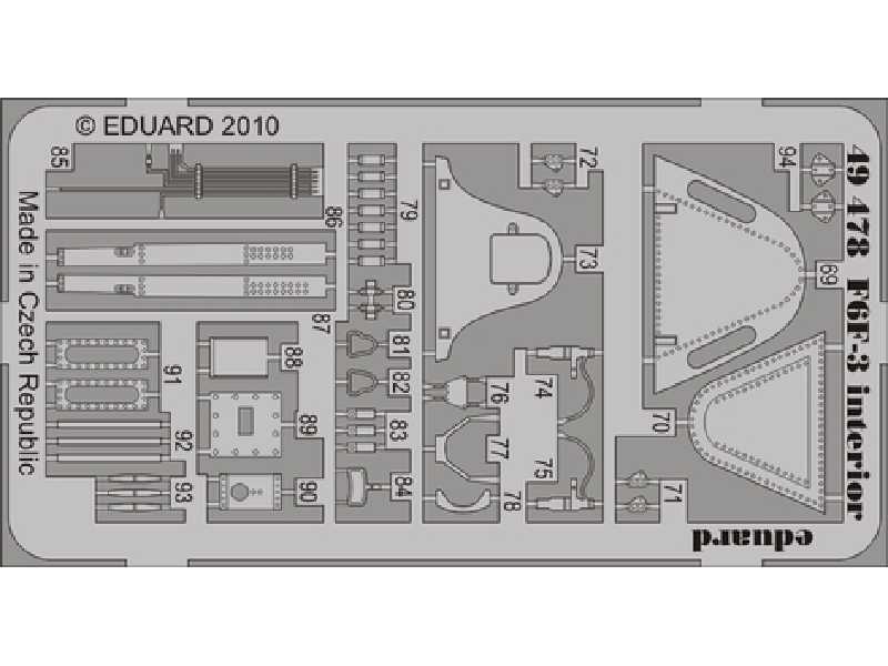 F6F-3 interior S. A. 1/48 - Hobby Boss - blaszki - zdjęcie 1 F6F-3 interior S. A. 1/48 - Hobby Boss - blaszki - zdjęcie 1