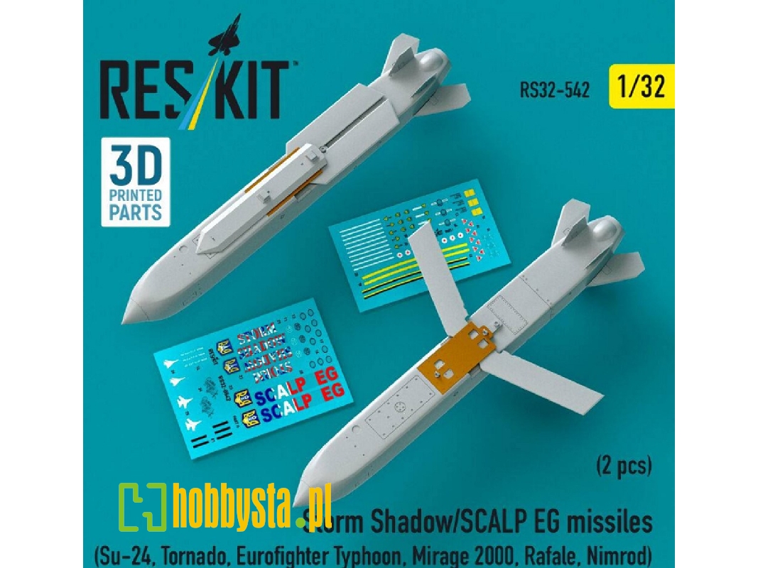 Storm Shadow/Scalp Eg Missiles For Su-24, Tornado, Eurofighter Typhoon, Mirage 2000, Rafale, Nimrod (2 Pcs / 3d Printed) - zdję
