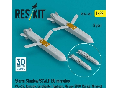 Storm Shadow/Scalp Eg Missiles For Su-24, Tornado, Eurofighter Typhoon, Mirage 2000, Rafale, Nimrod (2 Pcs / 3d Printed) - zdję