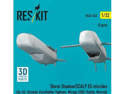 Storm Shadow/Scalp Eg Missiles For Su-24, Tornado, Eurofighter Typhoon, Mirage 2000, Rafale, Nimrod (2 Pcs / 3d Printed) - zdję