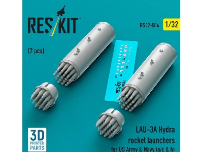 Lau-3 A Hydra Rocket Launchers For Us Army & Navy (A/C & H) (2 Pcs / 3d Printed) - zdjęcie 1
