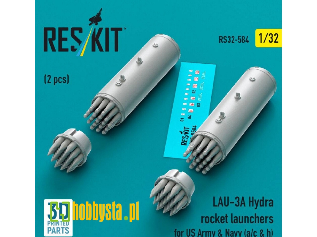 Lau-3 A Hydra Rocket Launchers For Us Army & Navy (A/C & H) (2 Pcs / 3d Printed) - zdjęcie 1