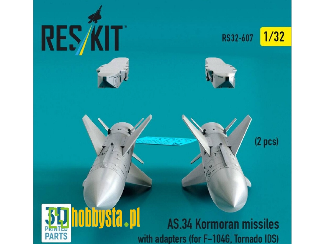 As.34 Kormoran Missiles With Adapters For F-104 G And Tornado Ids (2 Pcs / 3d-printed) - zdjęcie 1
