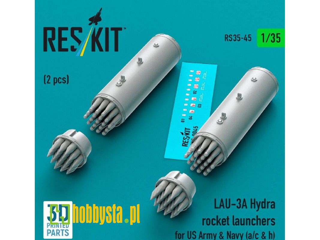 Lau-3 A Hydra Rocket Launchers For Us Army & Navy (A/C & H) (2 Pcs / 3d Printed) - zdjęcie 1
