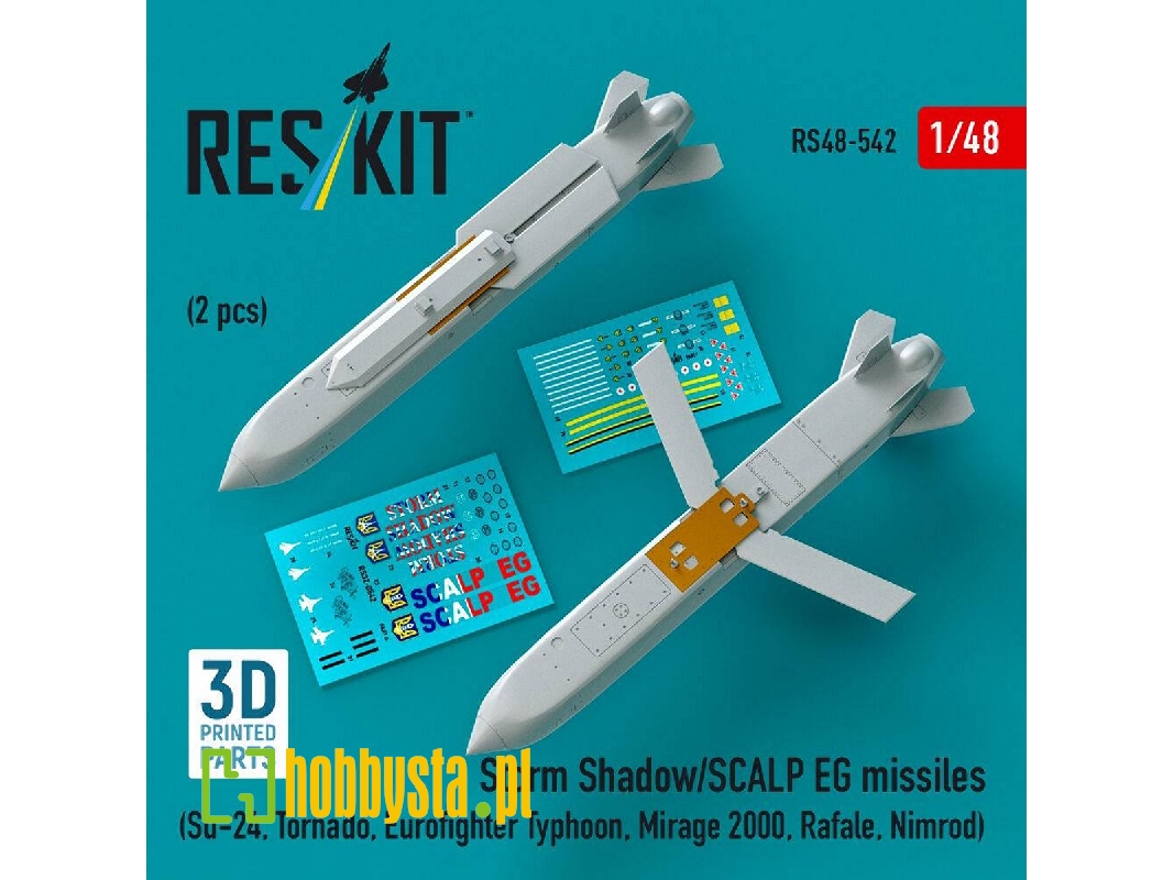Storm Shadow/Scalp Eg Missiles For Su-24, Tornado, Eurofighter Typhoon, Mirage 2000, Rafale, Nimrod (2 Pcs / 3d Printed) - zdję