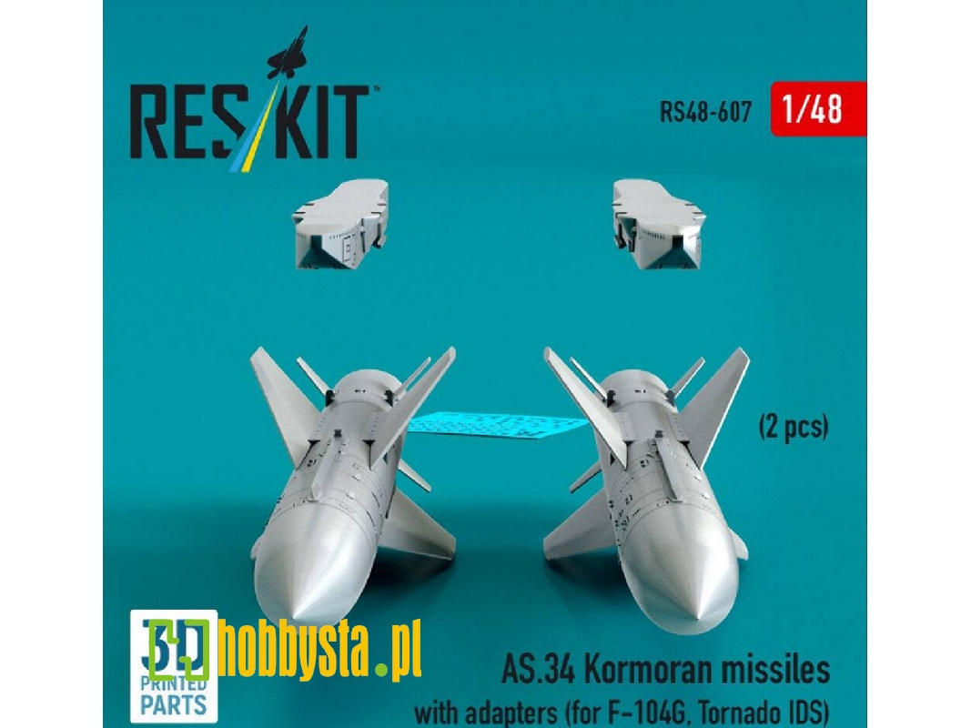 As.34 Kormoran Missiles With Adapters For F-104 G And Tornado Ids (2 Pcs / 3d-printed) - zdjęcie 1