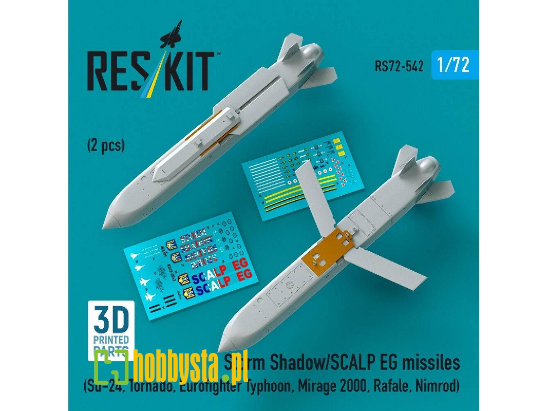 Storm Shadow/Scalp Eg Missiles For Su-24, Tornado, Eurofighter Typhoon, Mirage 2000, Rafale, Nimrod (2 Pcs / 3d Printed) - zdję