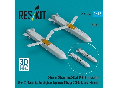 Storm Shadow/Scalp Eg Missiles For Su-24, Tornado, Eurofighter Typhoon, Mirage 2000, Rafale, Nimrod (2 Pcs / 3d Printed) - zdję